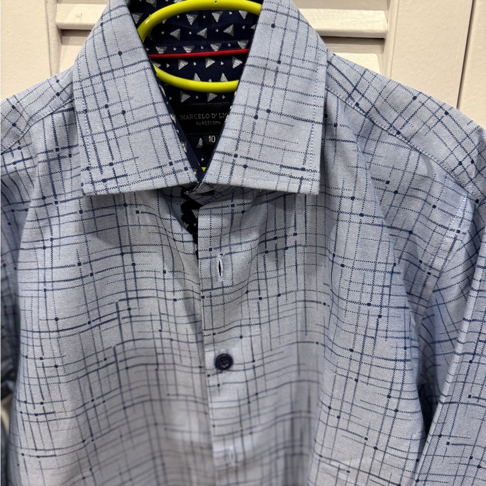 Stylish Blue Checkered Kids Button Down Shirt